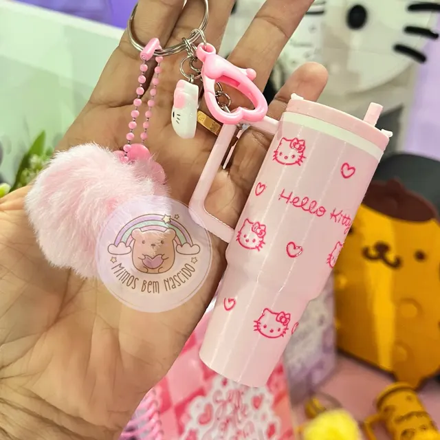 Chaveiro Copo Hello Kitty 🌸 Rosa Bebê 