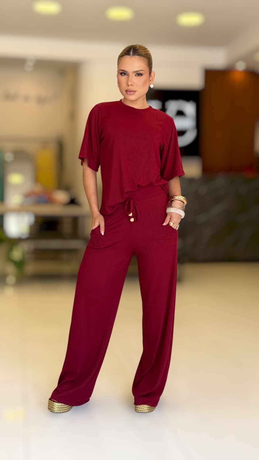 Conjunto Canelado Duda Vermelho