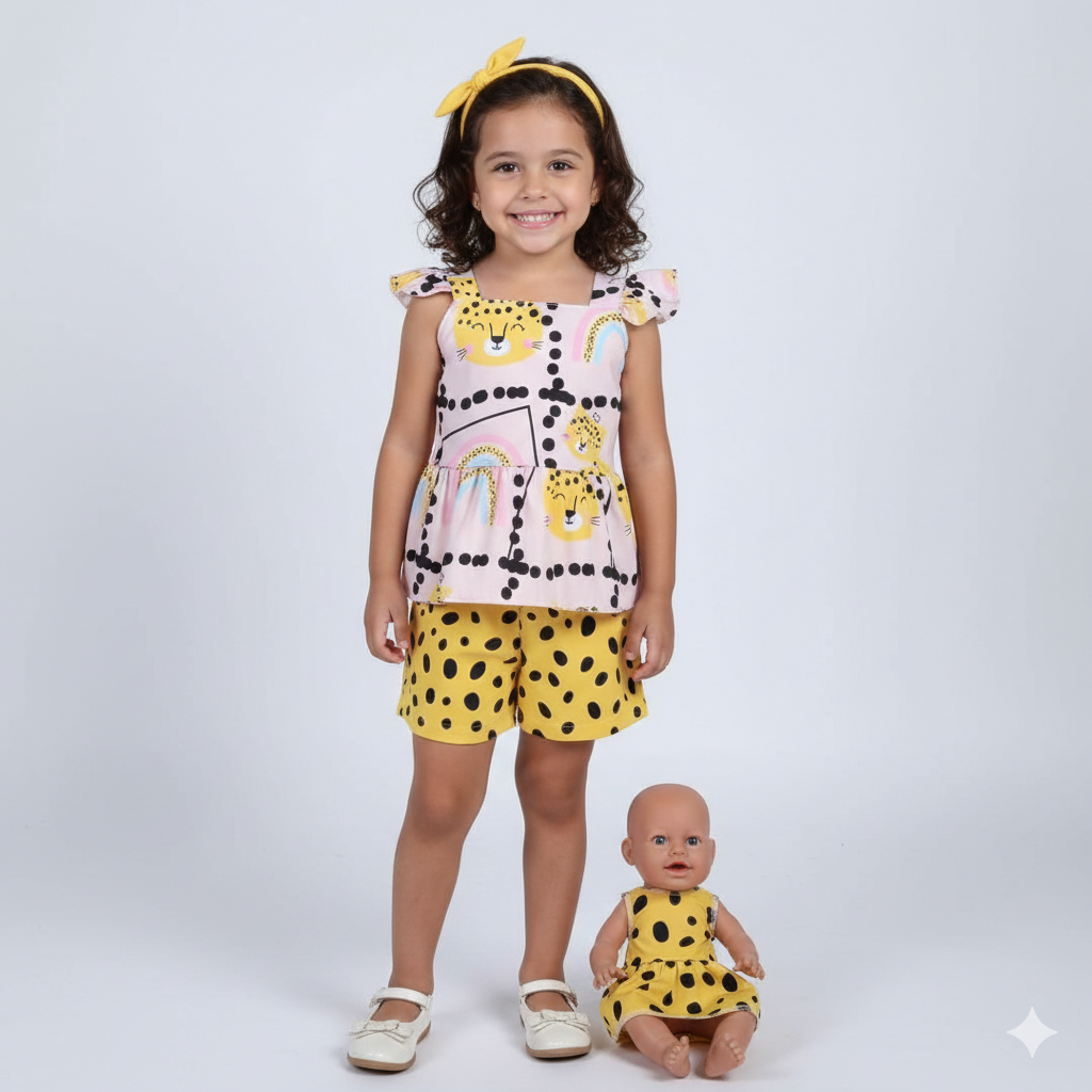 Conjuto Eloá Onça+ Roupa da Boneca 